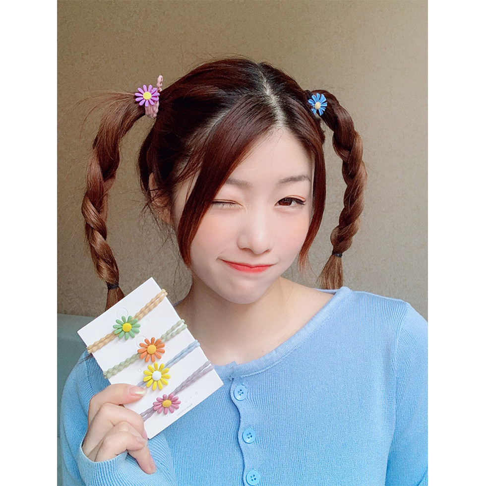 Combo 5 Dây Thun Cột Tóc Hình Bông Hoa Màu Sắc Kute SC08
