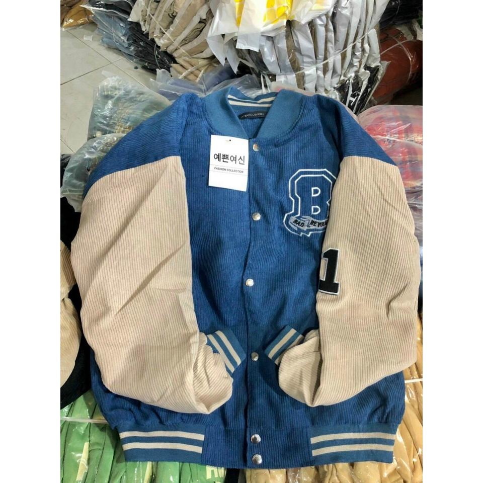 Áo Khoác Bomber Thêu Chữ D Chất Nhung Tăm Cao Cấp Ulzzang Unisex Dáng Rộng Nam Nữ, 3 màu Đen Trắng Kem 2 Lớp Siêu Đẹp