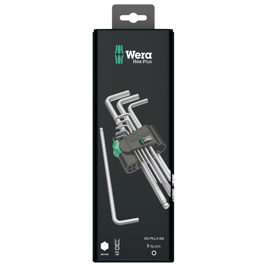 Bộ lục giác đầu bi 950/9 Hex-Plus 1 SB L-key, 9 cái, Wera 05073391001