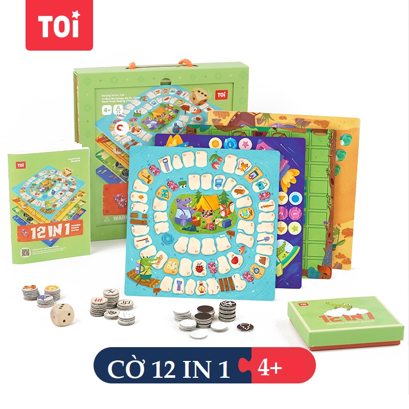 Bộ chơi cờ 12 trong 1 chính hãng TOI có kèm hướng dẫn tiếng Việt  - TOI board games 12 in 1