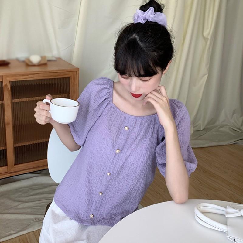 Áo Thun Nữ Tay Ngắn Màu Trơn Phong Cách Hàn Quốc