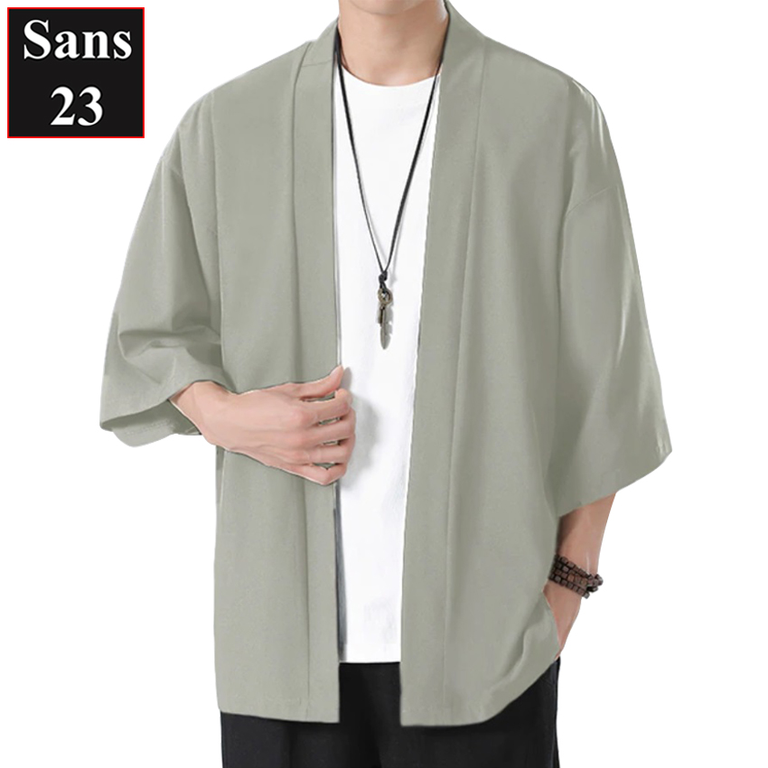 Áo cardigan nam form rộng unisex Sans23 kimono nhật bản mỏng trơn basic bigsize 3xl 4xl 5xl big size 80kg 90kg 100kg