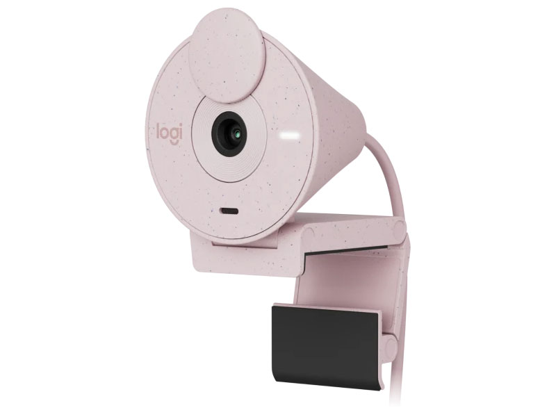 Webcam Full HD Logitech Brio 300 - Màn che ống kính, Micrô giảm tiếng ồn, USB-C, tự động chỉnh ánh sáng - Hàng Chính Hãng