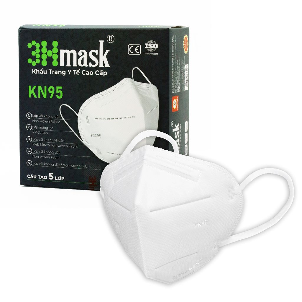 [Thùng 30 hộp] Khẩu Trang 3Hmask KN95 Quai Tròn Trắng (10 cái x 30 hộp)