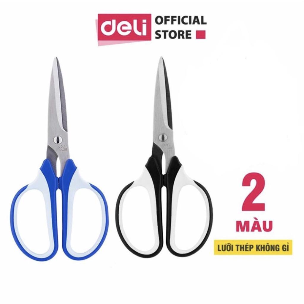 Kéo văn phòng 190mm Deli - Kéo đa năng sử dụng phòng bếp - Đen/Xanh - E6001