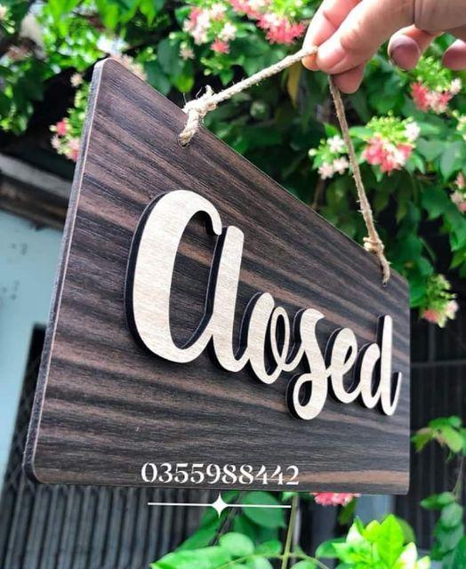 Bảng gỗ treo shop Open /Close