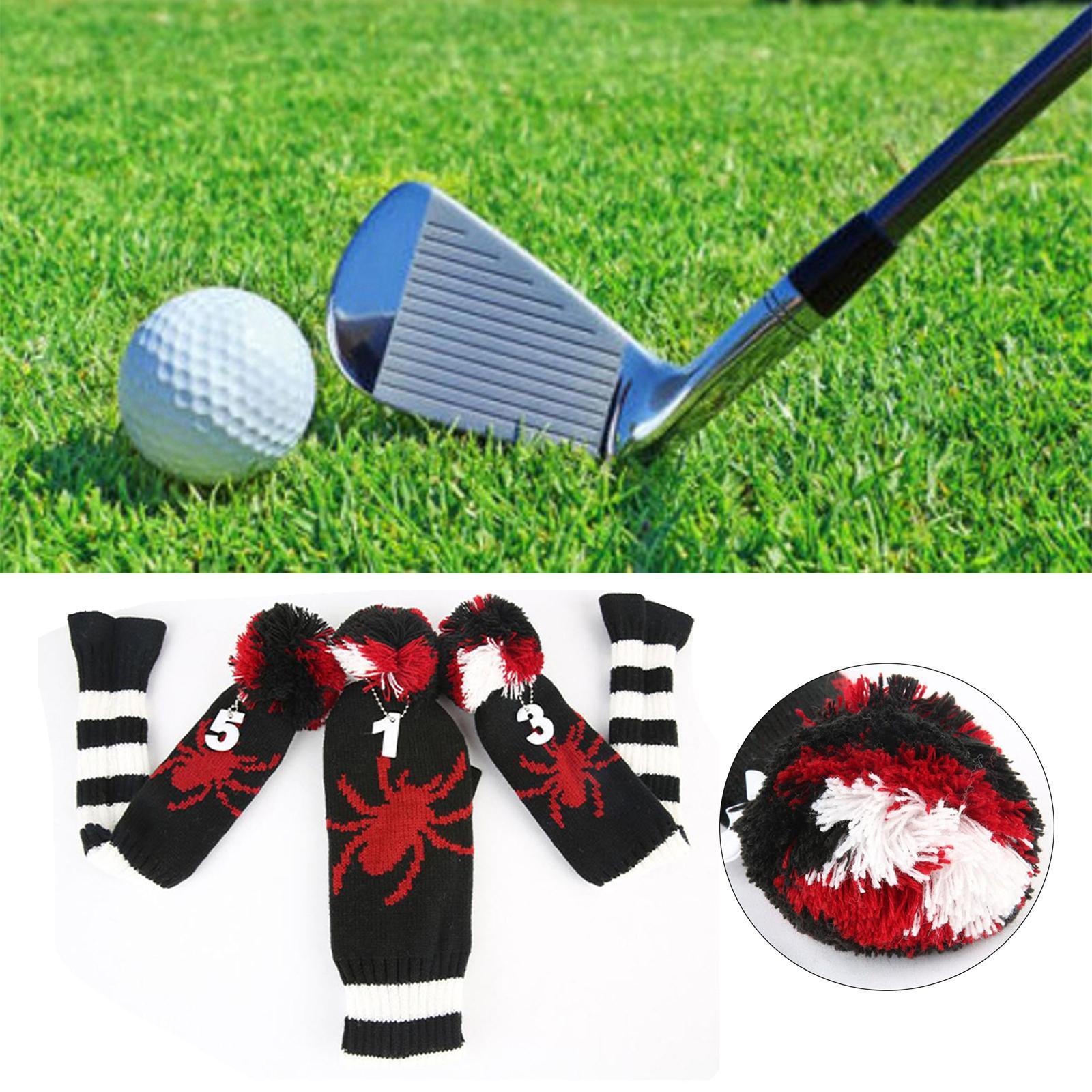3Pcs Knit Golf Headcover Driver Cover Portable Golf Club Wood Head Covers for Driver Wood, Fairway Wood and Hybrid Protect Sleeves