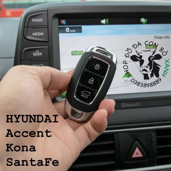 Bao da dành cho chìa khoá Hyundai Accent, Kona, Santafe handmade da thật 009