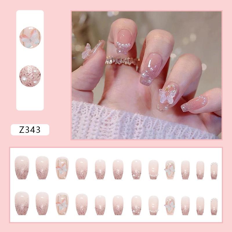 Bộ 24 móng tay giả/Nail đính đá kèm keo - mẫu