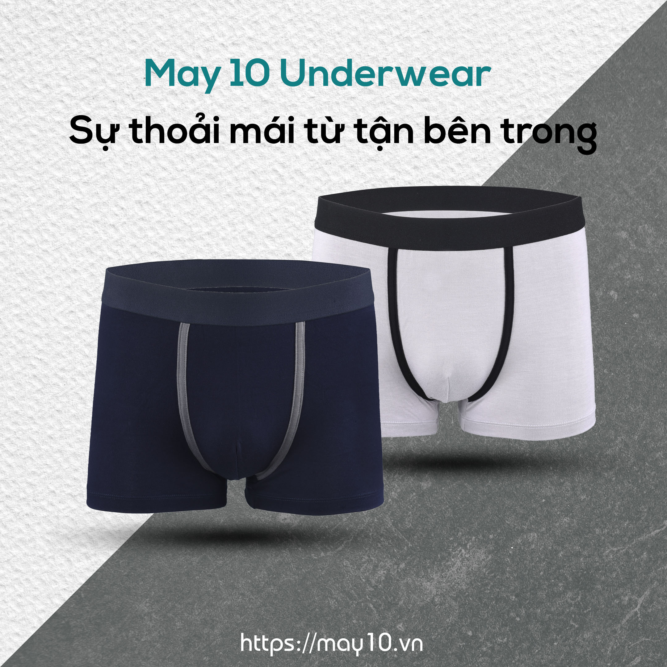 Combo 2 quần sịp nam dáng trunk - 1 đôi tất nam cổ cao May 10