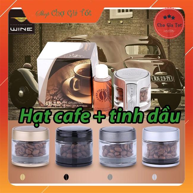 Hộp hạt cafe trên ô tô AW-A02 kèm tinh dầu 35ml hàng Hàn Quốc