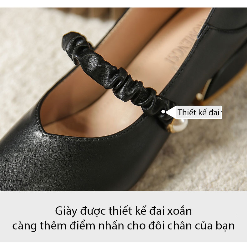 Giày búp bê mũi vuông thời trang cao cấp đế vuông cao 3 cm - GIAY.189-21