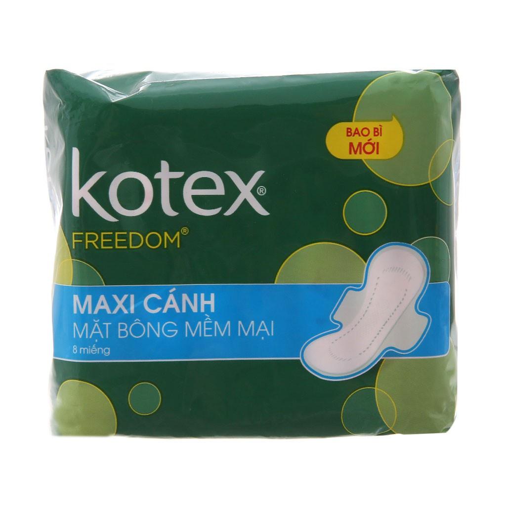 Băng Vệ Sinh Maxi 23cm Kotex FreeDom Mặt Bông Mềm Mại 8 miếng