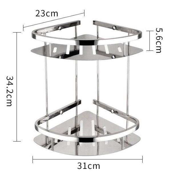 KỆ GÓC INOX304 2 TẤNG _Kệ inox đa năng sang trọng cao cấp bề mặt sáng bóng để các loại dầu gội,sữa tắm, kem dưỡng