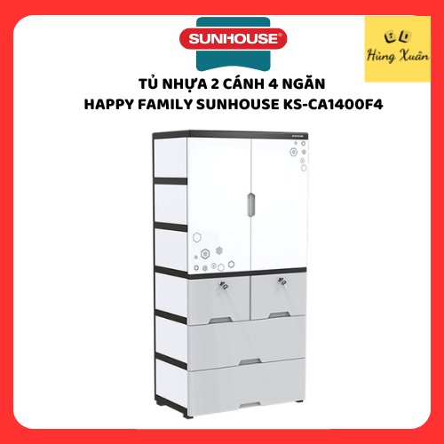 Tủ nhựa 2 cánh 4 ngăn Happy Family SUNHOUSE KS-CA1400F4 - Hàng chính hãng