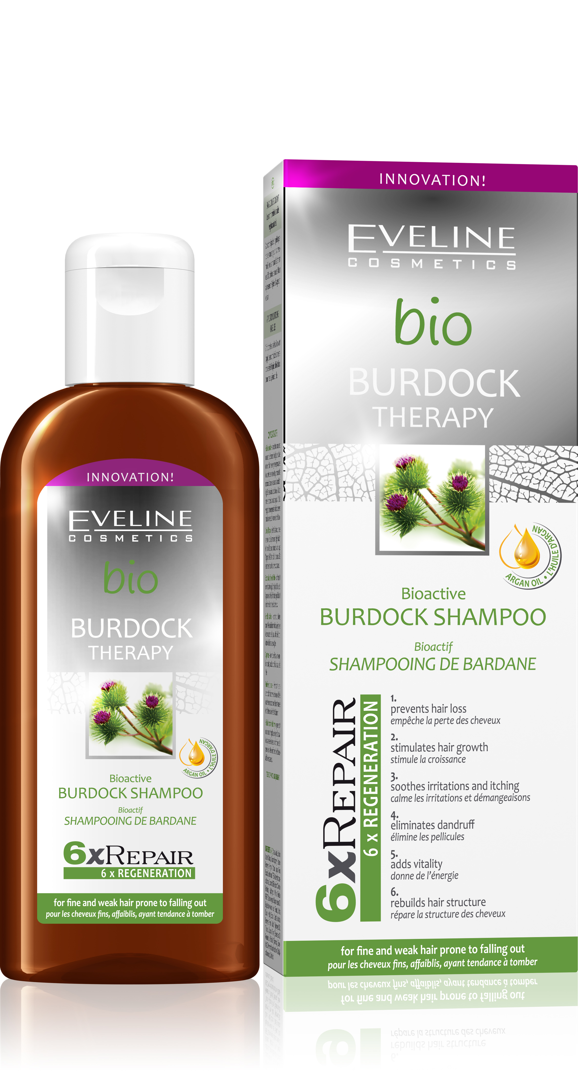 Dầu gội thảo dược Eveline bio burdock therapy bioactive shampoo ngăn ngừa rụng tóc - Chai 150ml