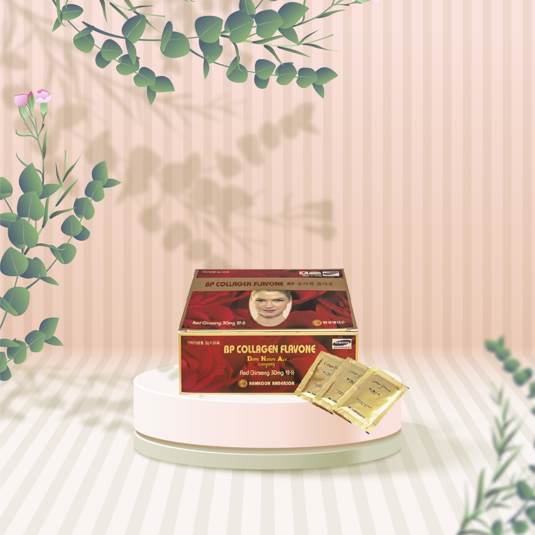 Bột Uống BP COLLAGEN FLAVONE Bổ Sung Collagen, Ngăn Ngừa Lão Hóa, Giảm Nếp Nhăn, Thâm Nám Giúp Da Khỏe - Hộp 30 Gói x2g