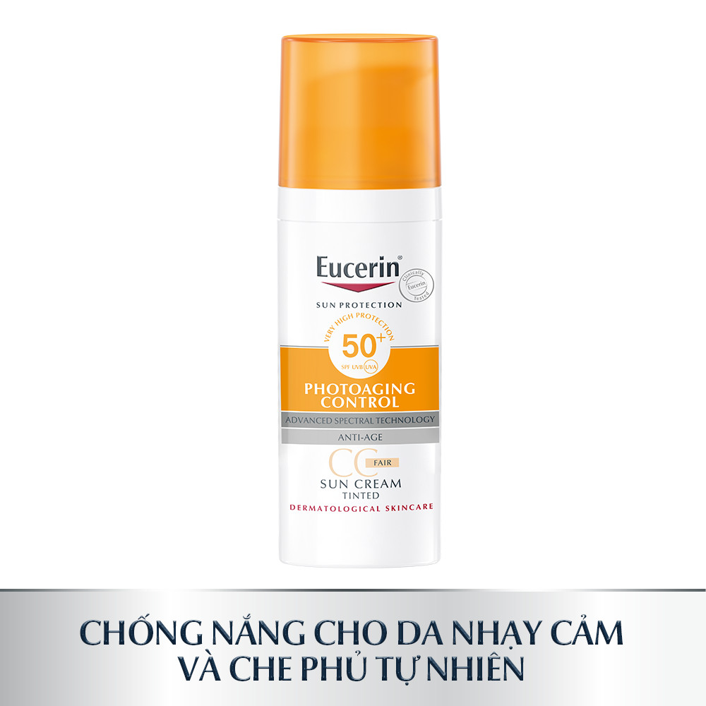 Kem Chống Nắng Làm Đều Màu Da Eucerin Sun Cream Face Tinted CC Cream SPF50+ 50ml (Tông Màu Da Tự Nhiên)