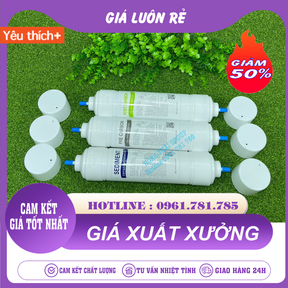 Bộ 3 Lõi Đút Hàn Quốc  Giúp Loại Bỏ Mùi Và Các Chất Hóa Học Hữu Cơ Hiệu Quả