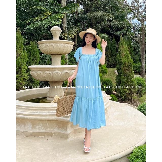 Đầm cánh tiên form dài vải linen lụa ít thích hợp mặc đi biển dạo phố - THIẾT KẾ TỪ LIALILI
