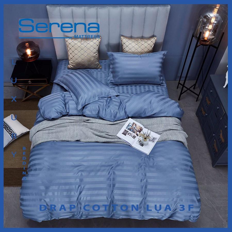 Bộ Chăn Ga Gối Cotton Lụa 5 Món Cao Cấp SERENA Bộ Drap Lụa 3F Mát Chăn Mùa Hè Đẹp - Hệ Thống Nệm