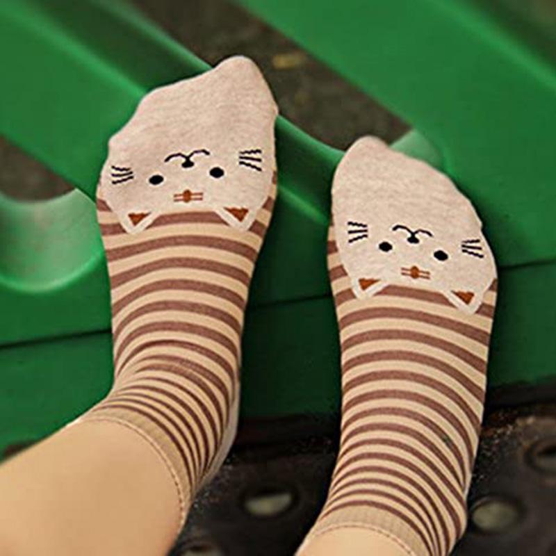 Vớ Cotton Cao Cổ In Họa Tiết Mèo Đáng Yêu Dành Cho Nữ