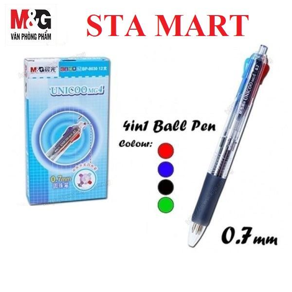 Bút bi 4 màu cao cấp M&amp;G ABP80371/8030. Đỏ - Đen - Xanh dương - Xanh lá