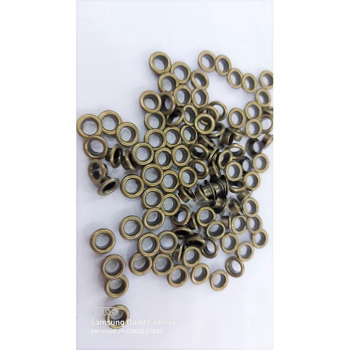 Khoen ore mắt cáo 6mm Bằng Thau không gỉ Màu bạc, vàng, đen, đồng Khuy mắt cáo bấm vải, quần áo, túi xách, đồ da