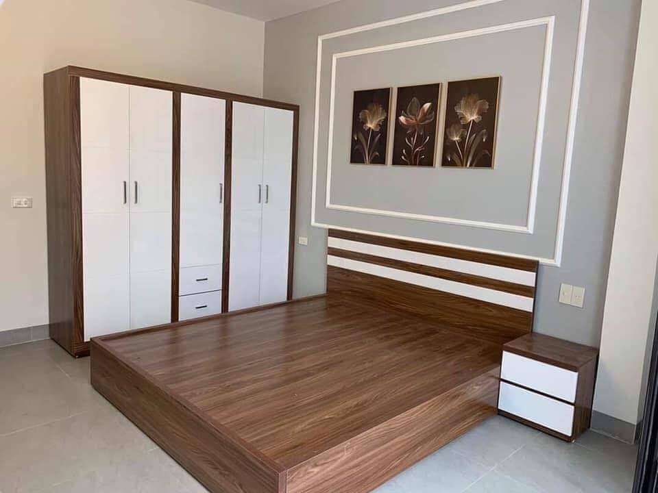 Giường gỗ công nghiệp MDF thiết kế đa năng1M6