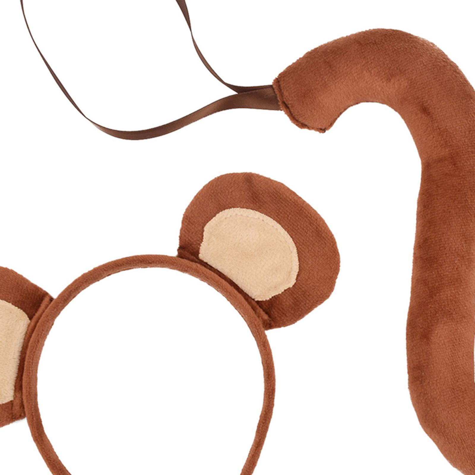 And Tail Headdress Faux Cosplay Cat Ear Ears Hair Clip Monkey Hair Hoop for Christmas Fancy Party Performance Kids Unisex Adults