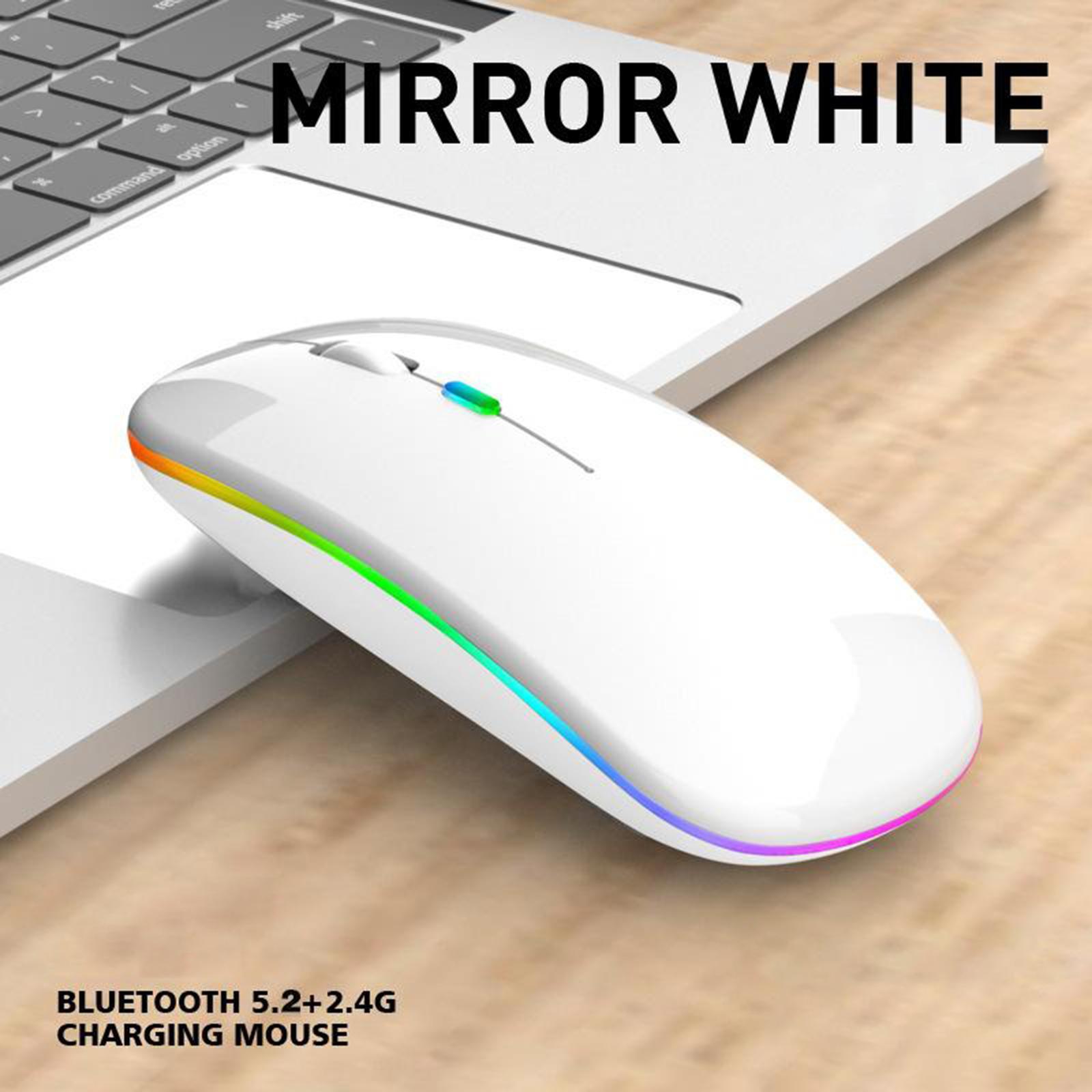 Silent LED Wireless Mouse Rechargeable Optical Office Laptop White