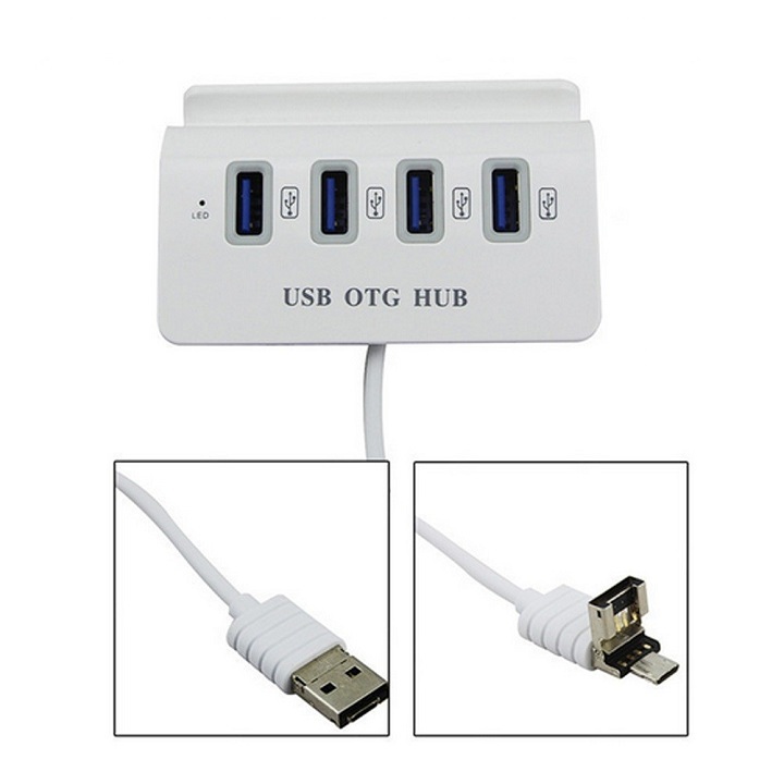 Bộ chia 4 Cổng USB OTG HUB với Dock AZONE cho điện thoại thông minh &amp; Máy Tính