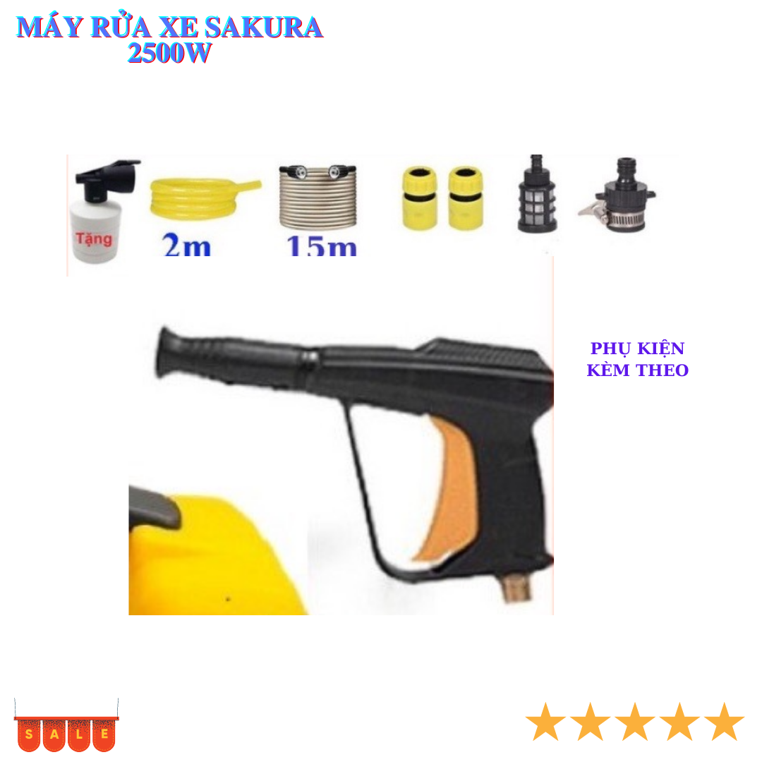 Máy rửa xe SAKURA công suất 2500w máy lõi đồng -  trọng lượng 8KG