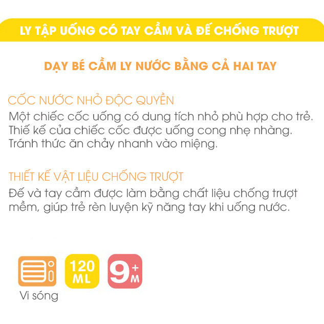 Ly tập uống có tay cầm và đế chống trượt Piyo Piyo dùng được cho lò vi sóng - PY630098