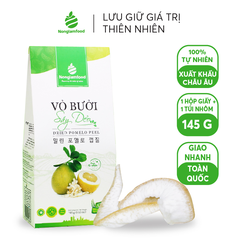 Vỏ bưởi sấy dẻo Nonglamfood hộp 145g | Ăn vặt tốt cho sức khỏe | Healthy Snack | Ăn vặt văn phòng | Trái cây sấy dẻo dinh dưỡng ăn liền | Ăn vặt giảm cân & giữ dáng, đẹp da