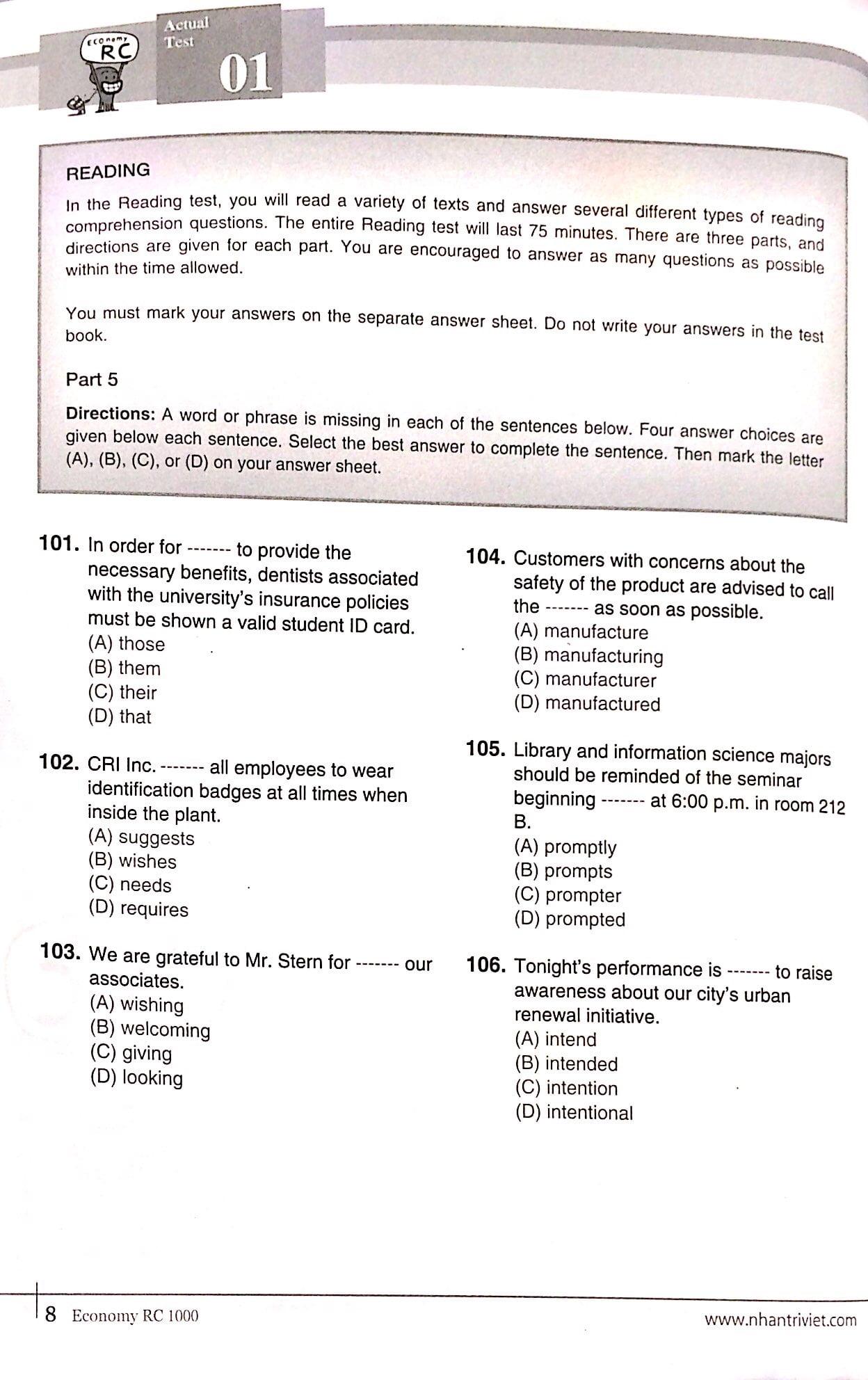 Economy TOEIC RC1000 Volume 2