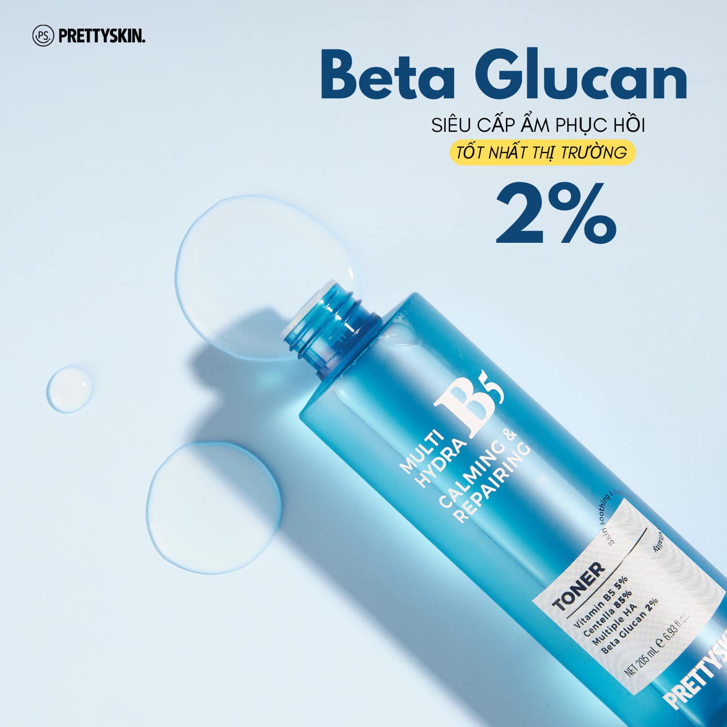 Nước Hoa Hồng Phục Hồi Dưỡng Trắng PrettySkin Multi Hydra B5 Calming &amp; Repairing Toner 205ml