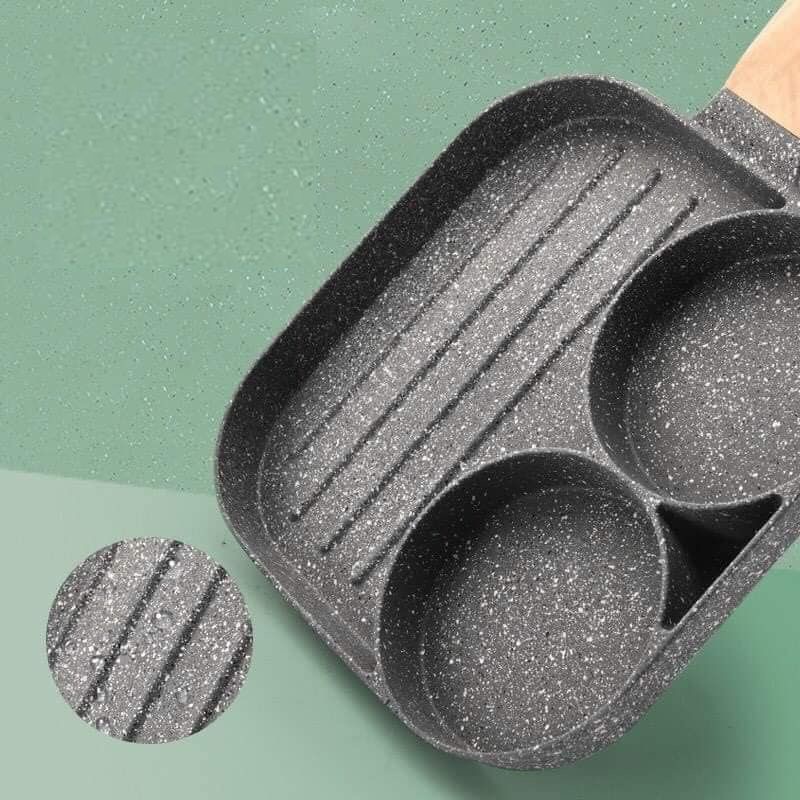 Chảo đá chống dính 3 ngăn tiện lợi dụng cho mọi loại bếp