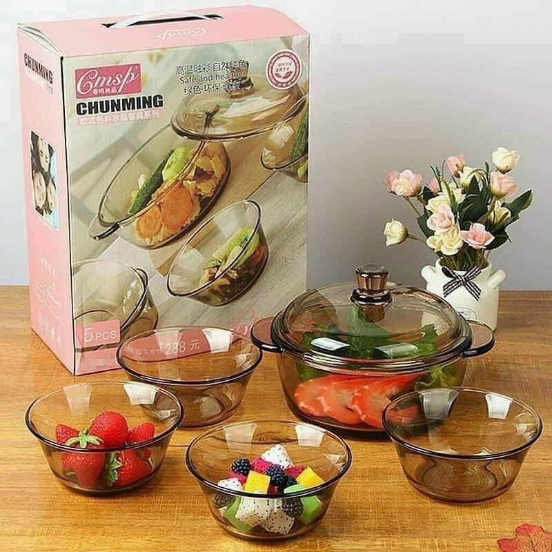 BỘ 5 MÓN THỐ & BÁT THUỶ TINH CHỊU NHIỆT