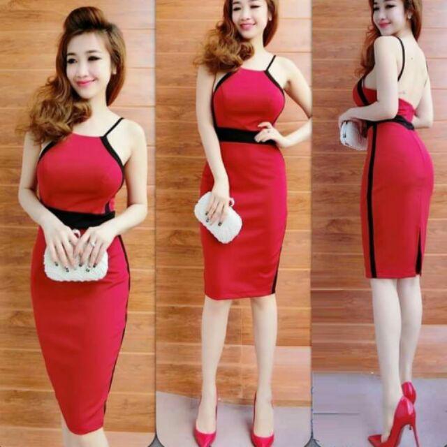 Đầm yếm phối đen và trắng