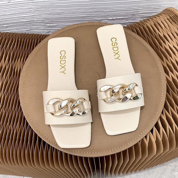 Dép Quai Ngang Kèm Xích Xinh Xắn Dành Cho Nữ Đế Dép Được Thiết Kế Theo Công Nghệ Mới, Độ Chống Trơn Trượt Cao 017 - Trắng,37