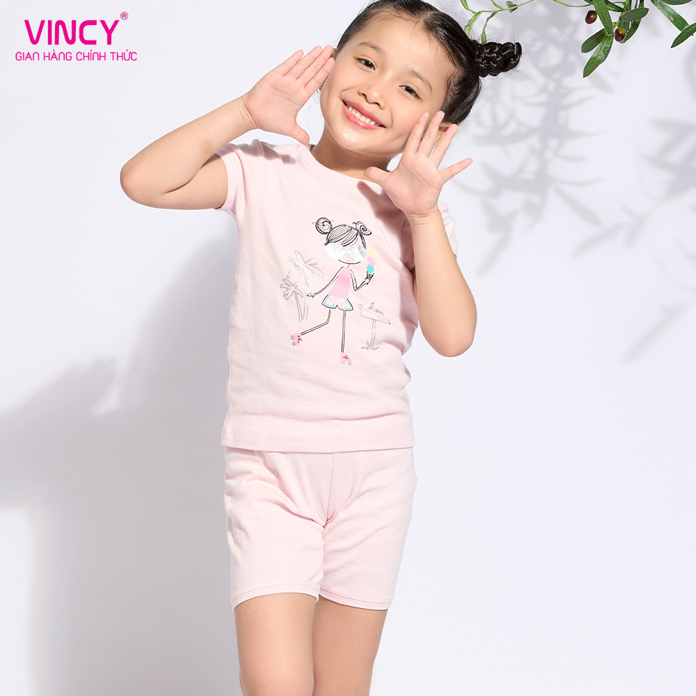 Bộ shorts thun bé gái Vincy KST030W11