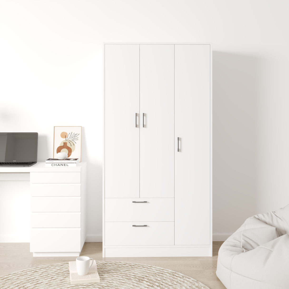 [Happy Home Furniture] SALY ,  Tủ quần áo đa năng - 3 cửa mở ,  92cm x 45cm x 180cm ( DxRxC), TCM_007