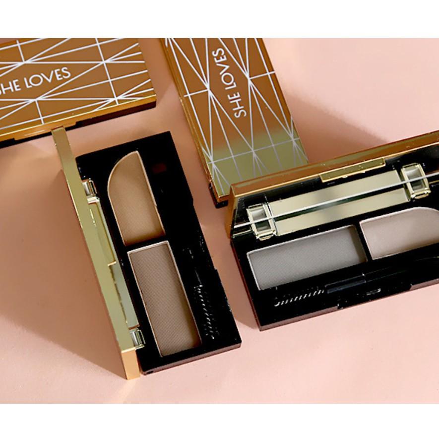 Kẻ mày 2 ngăn không lem Sheloves 3D Soft Double EyeBrow Powder 3.5g