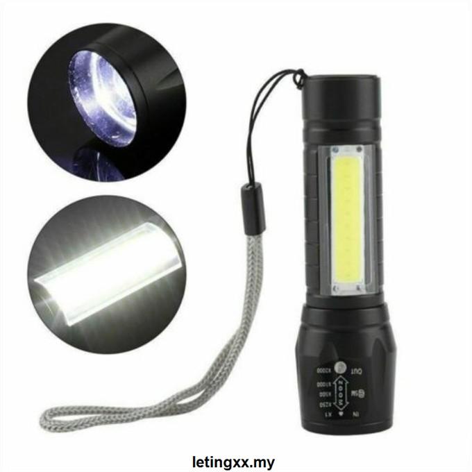 Đèn Pin Led T6 Cob 3 Chế Độ Sáng Chống Thấm Nước Có Thể Sạc Lại