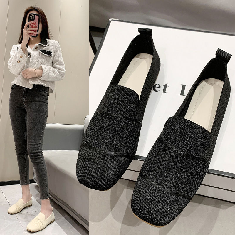 Giày slip on vải len gân đế bệt siêu nhẹ siêu êm S091