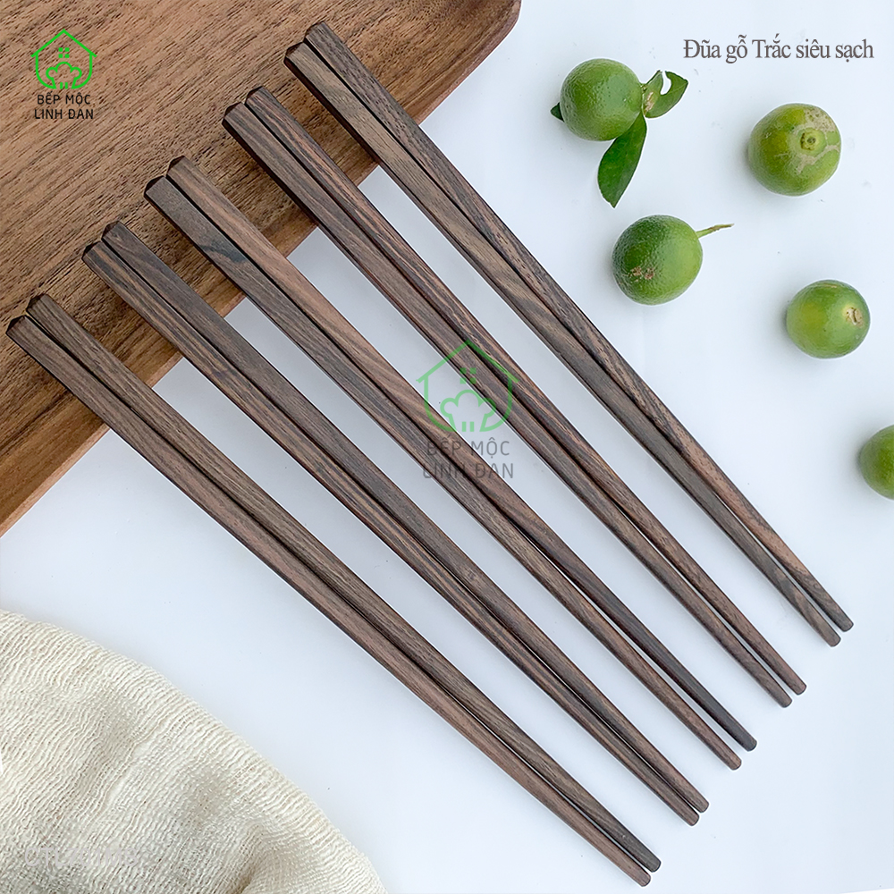 (5 Đôi) Đũa Gỗ Mun Sọc Tự Nhiên Để Mộc - Kháng Khuẩn Siêu Sạch [CTL701MS-5]
