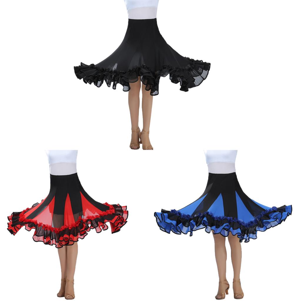 Elegant Ballroom Dancing Latin Waltz Dance Party Big Swing Mesh Skirt