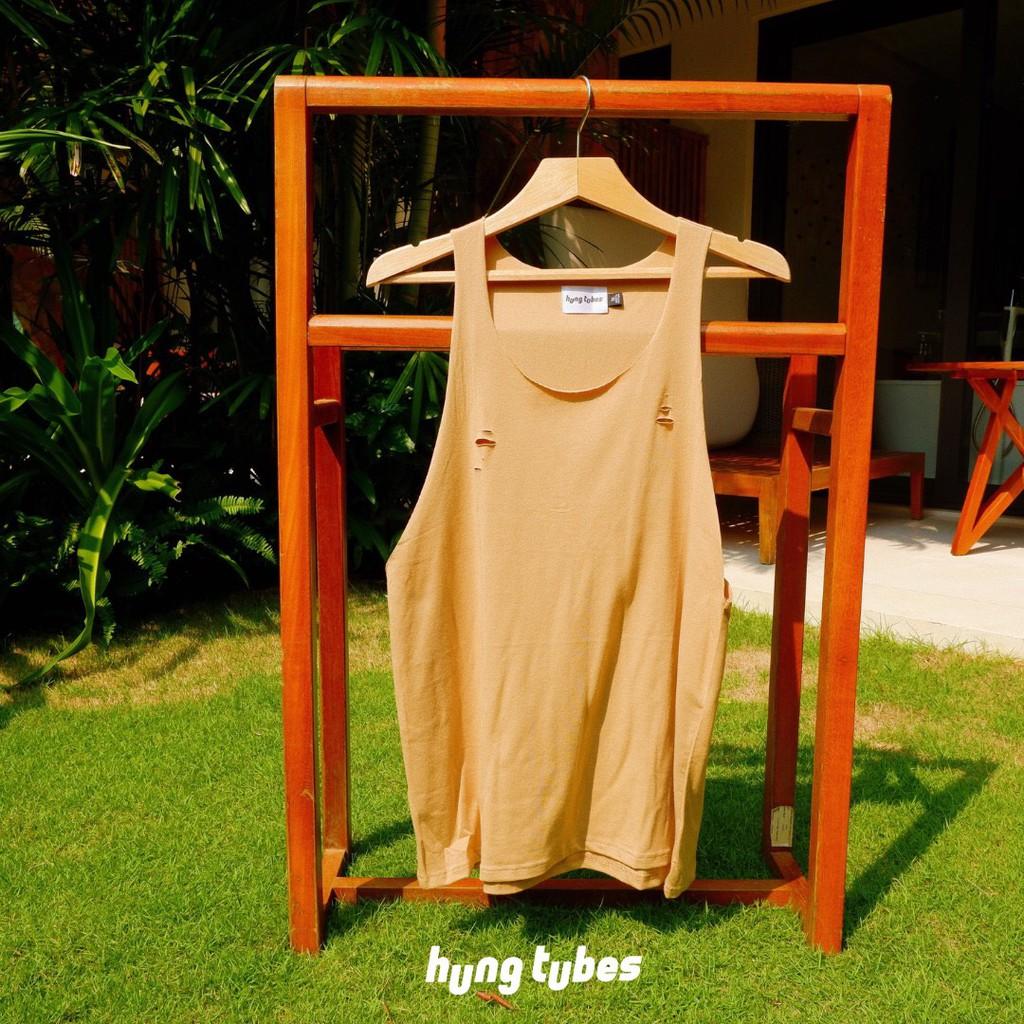 Áo ba lỗ cotton rách không đường may Hung Tubes đi du lịch biển, thể thao, tập gym