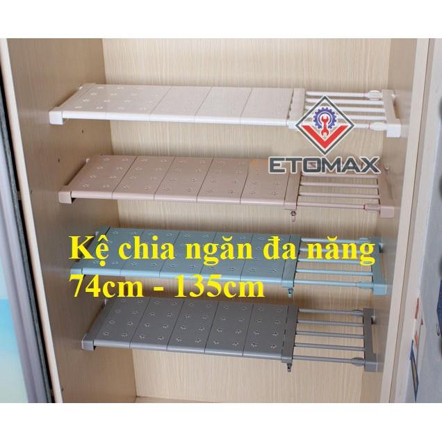 Kệ chia ngăn tủ đa năng không cần khoan bắt vít 74-135cm